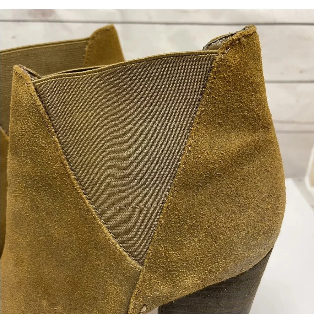 Crown Vintage Chelsea Ankle Booties Brown Grunge Size 9 Block Heel Pull On Boots
